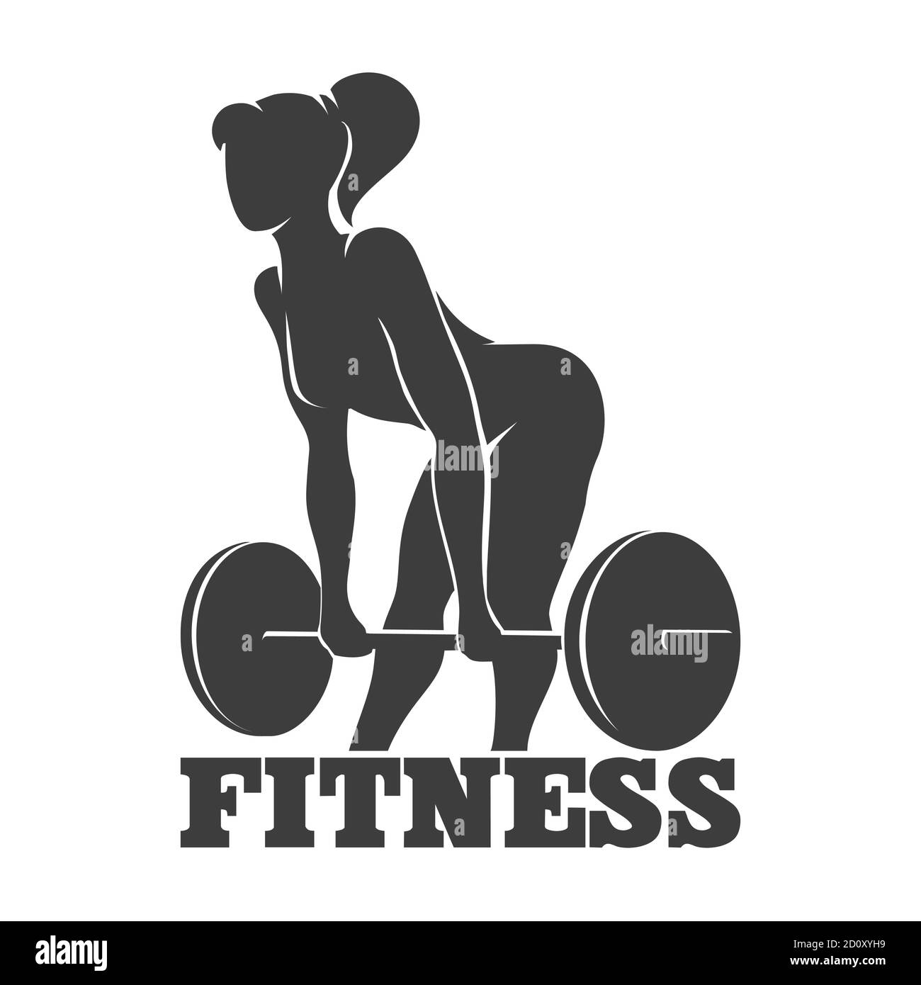 Bodybuilder oder Fitness LogoTemplate. Athletische Frau Gewichtheben Silhouette. Vektorgrafik. Stock Vektor