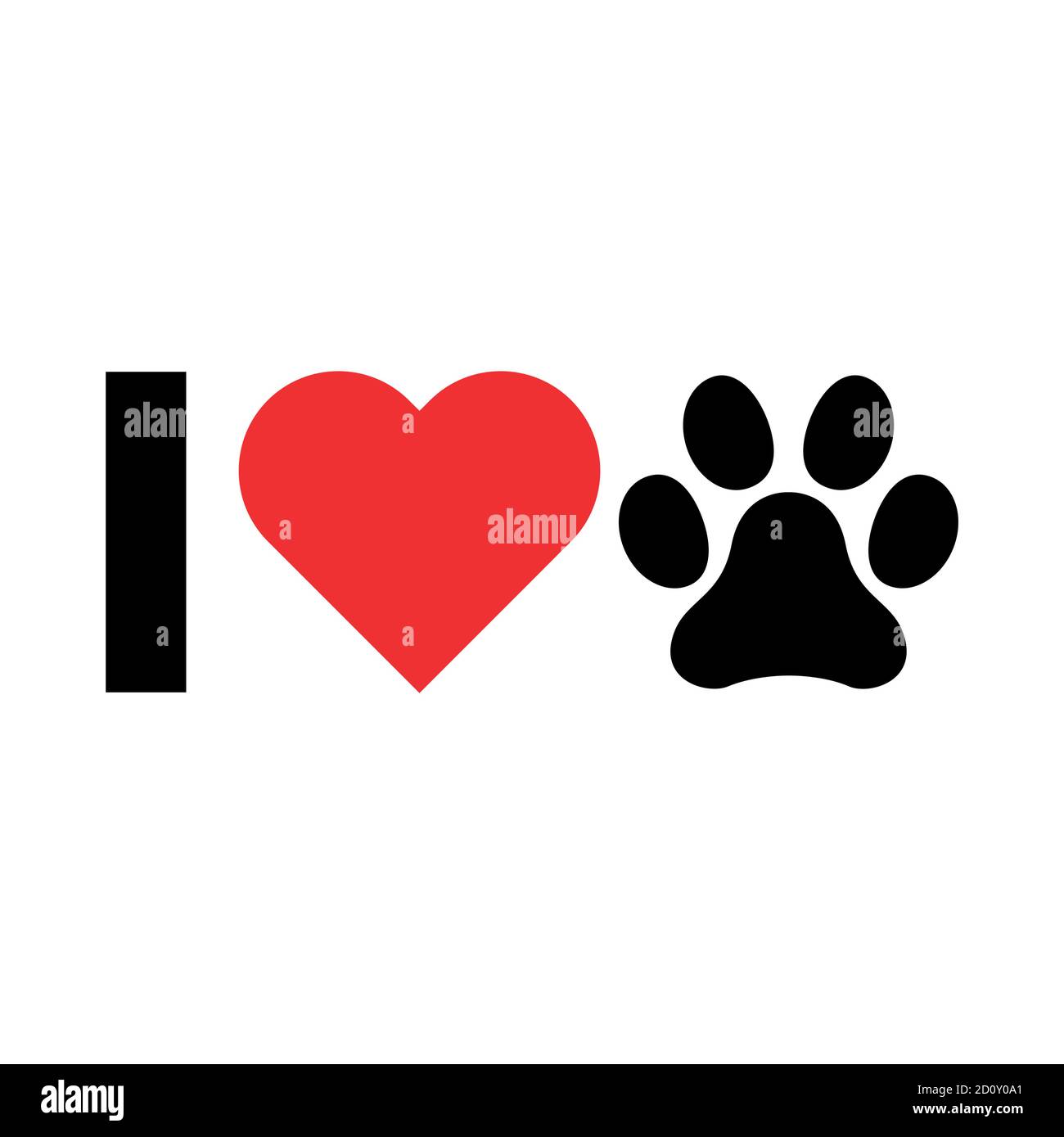Ich liebe mein Hund Symbol, drucken Symbol isoalted auf weißem Hintergrund. Niedliche Grafik, Vektor-Illustration. Stock Vektor