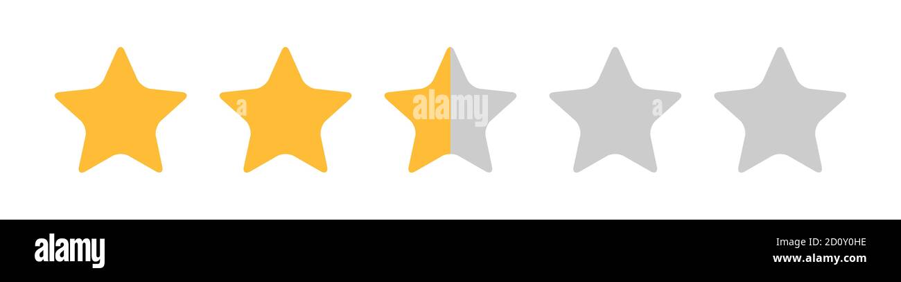 Zwei und halb Sterne, Kunden-Qualität-Symbol, Vektor-Produkt-Bewertung Bewertung flache Symbol für Hotel, Restaurant usw. . Stock Vektor