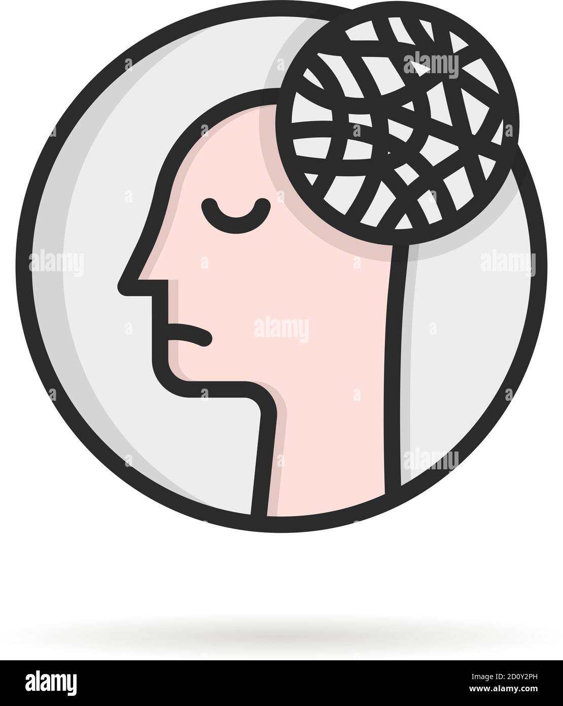 Dünne Linie Kopf wie Depression Chaos Stock Vektor