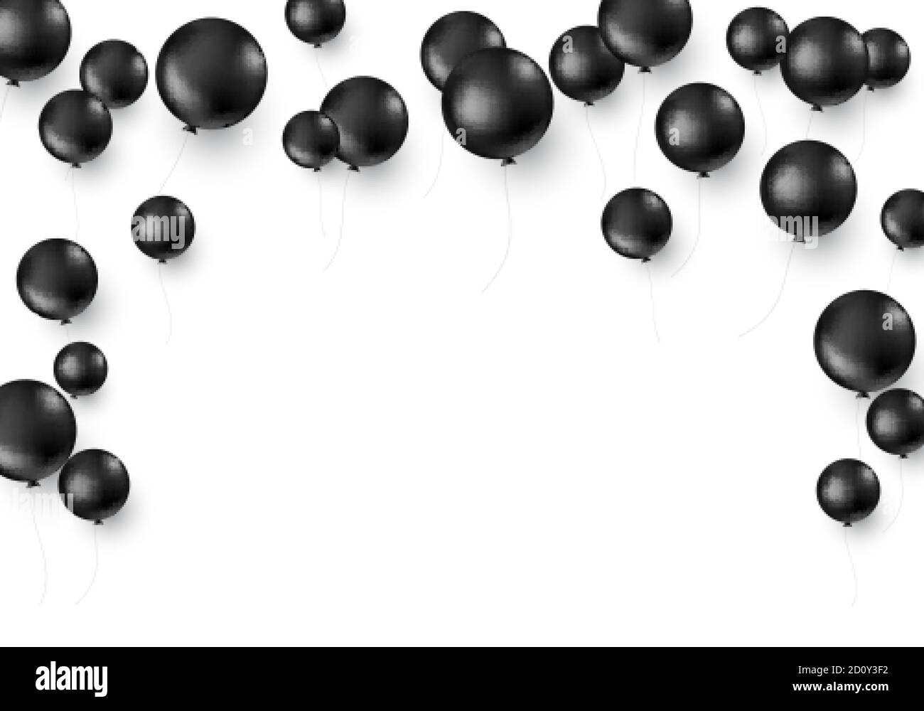 Schwarze Ballons auf weißem Hintergrund isoliert. Schwarz freitag Dekoration Vorlage. Vektorgrafik Stock Vektor