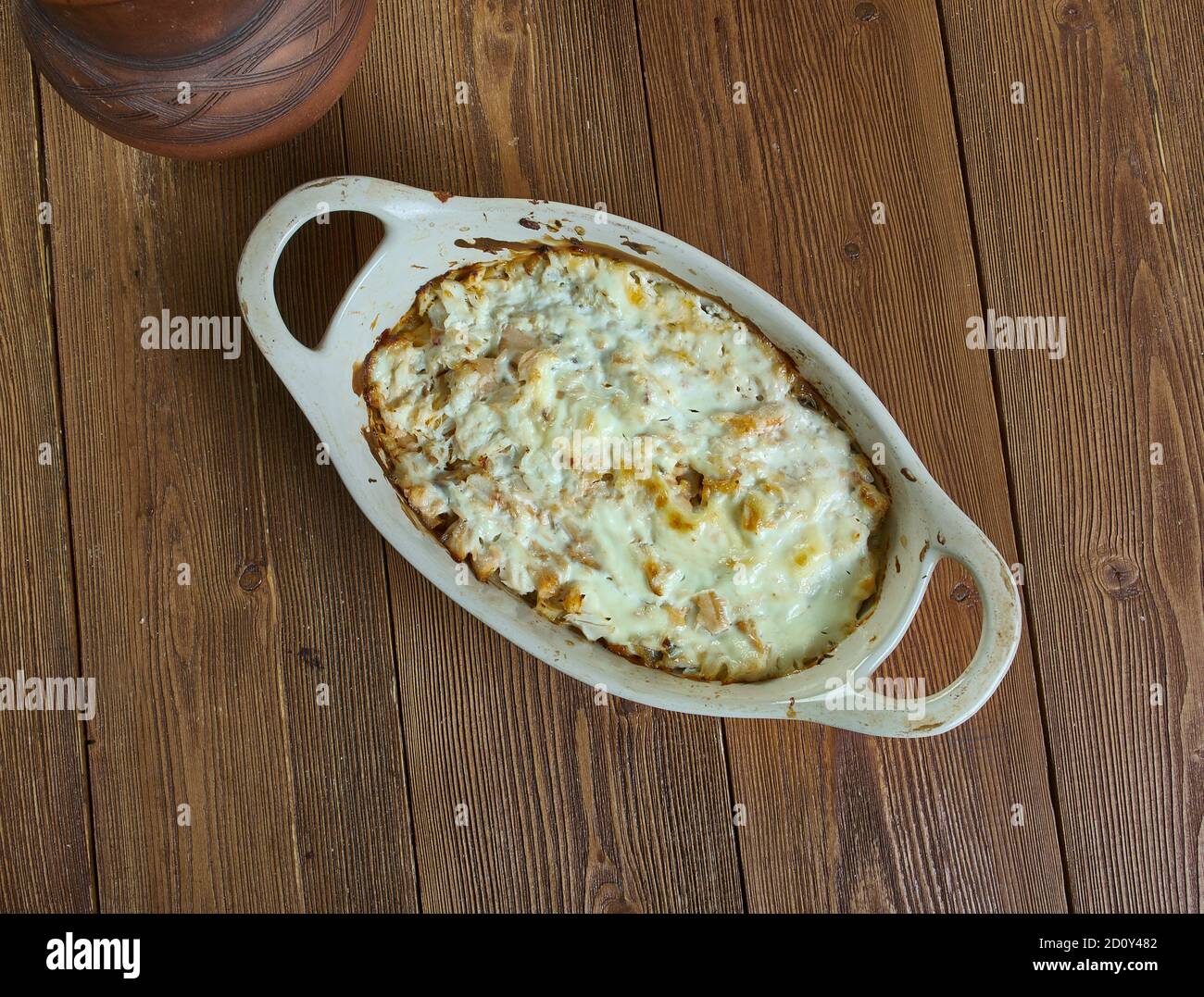 Russische Paschket - Steinbutt Pate in saurer Sahne gebacken Stockfoto