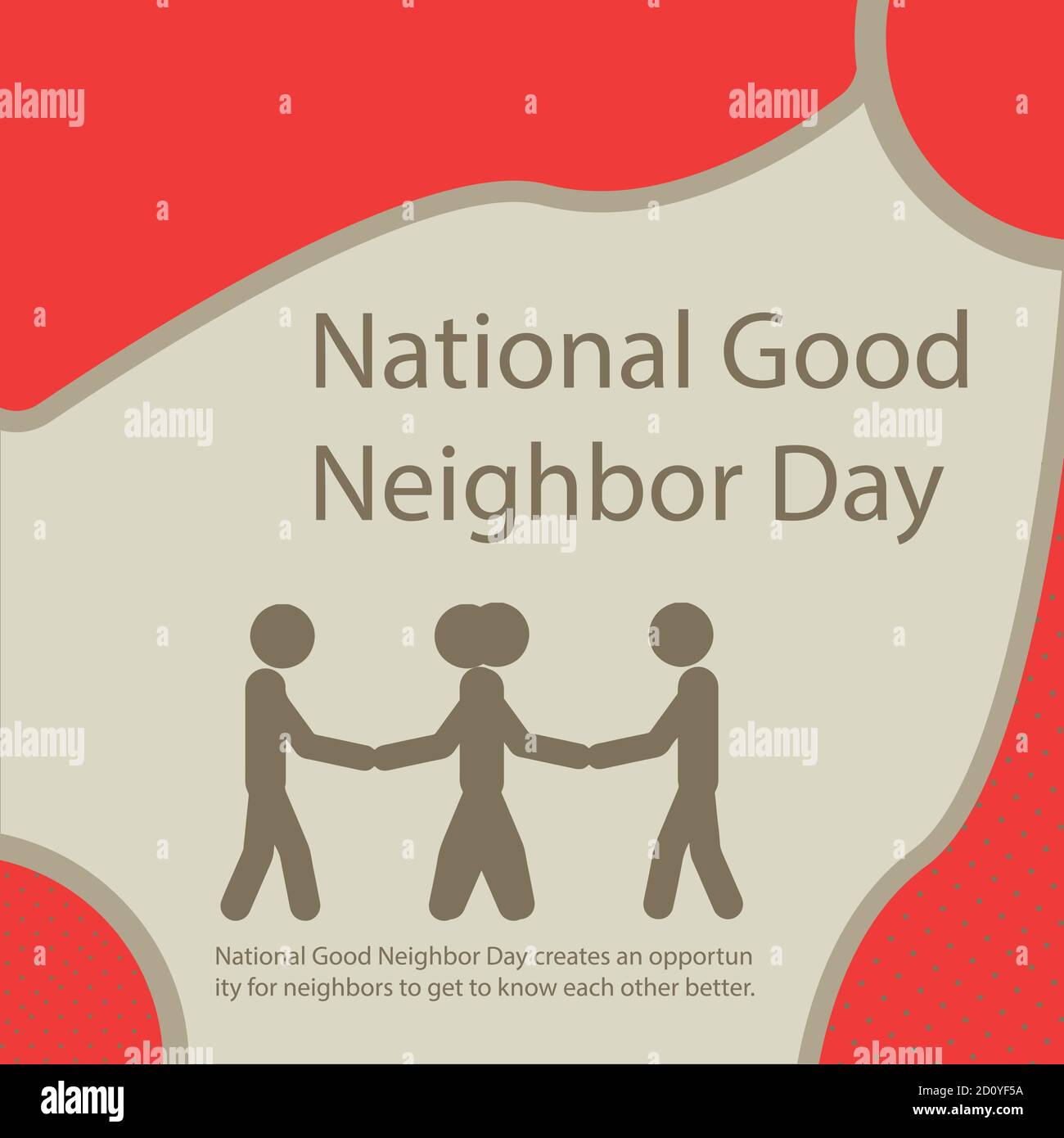 Der National Good Neighbor Day bietet Nachbarn die Möglichkeit, sich besser kennenzulernen. Stock Vektor