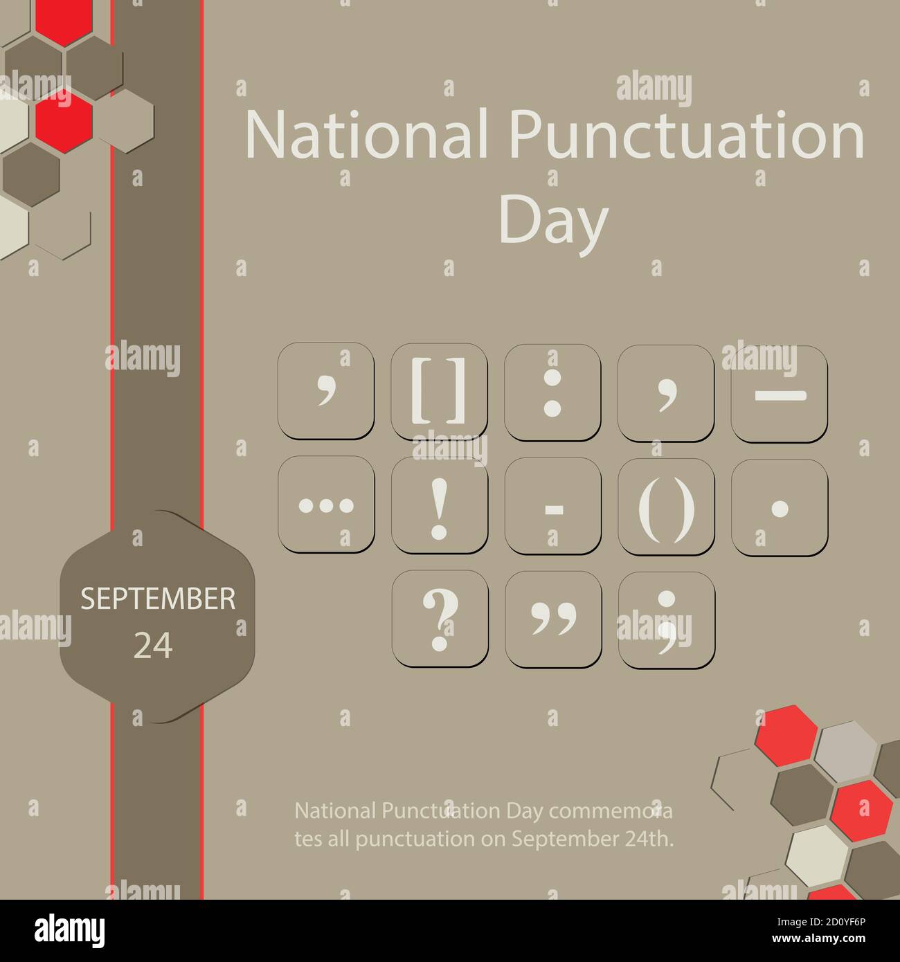 Der Tag der nationalen Satzzeichen erinnert an alle Satzzeichen am 24. September. Stock Vektor