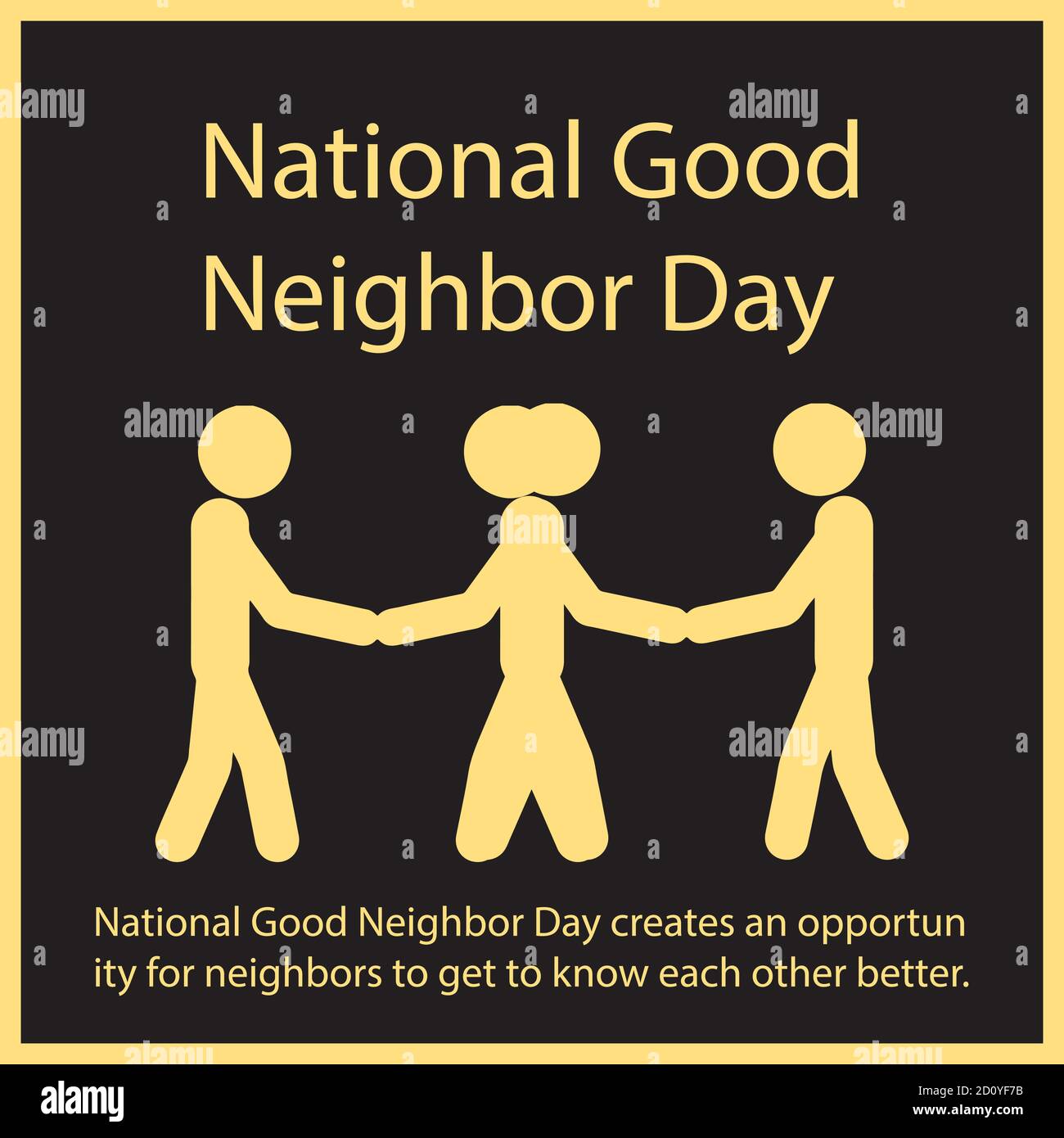 Der National Good Neighbor Day bietet Nachbarn die Möglichkeit, sich besser kennenzulernen. Stock Vektor