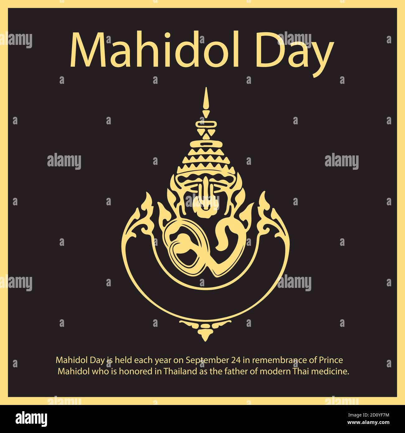 Der Mahidol Day findet jedes Jahr am 24. September statt, um an Prinz Mahidol zu erinnern, der in Thailand als Vater der modernen thailändischen Medizin geehrt wird. Stock Vektor