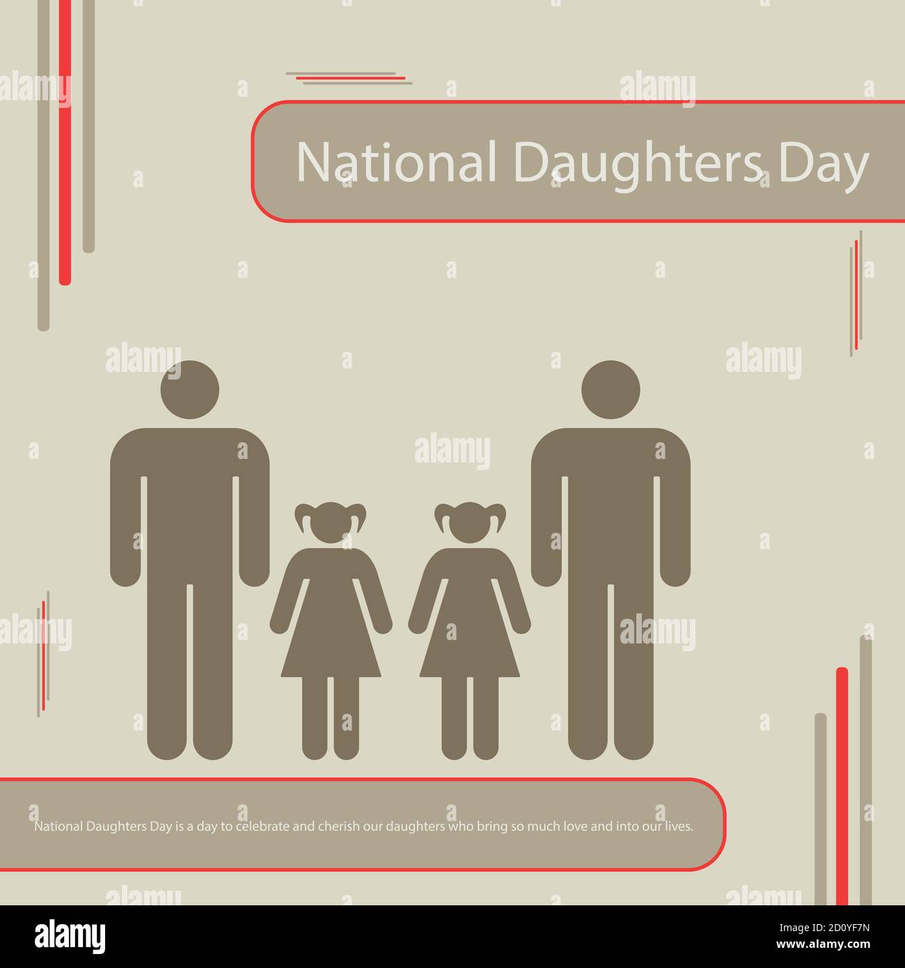 National Daughters Day ist ein Tag, um unsere Töchter zu feiern und zu schätzen, die so viel Liebe in unser Leben bringen. Stock Vektor