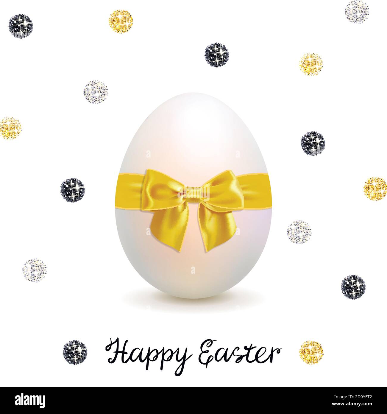 ostern Grußkarte mit osterei verziert goldene Schleife auf Ein weißer Hintergrund Stock Vektor