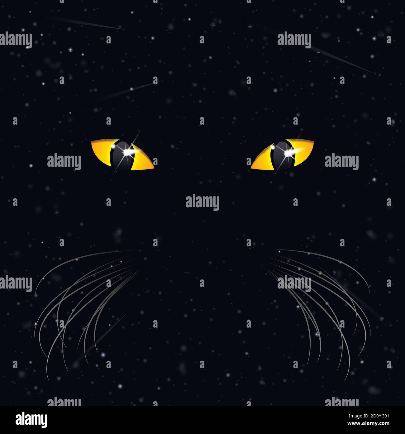 Geheimnisvolle Augen einer Katze auf einem Hintergrund des Raumes Stock Vektor