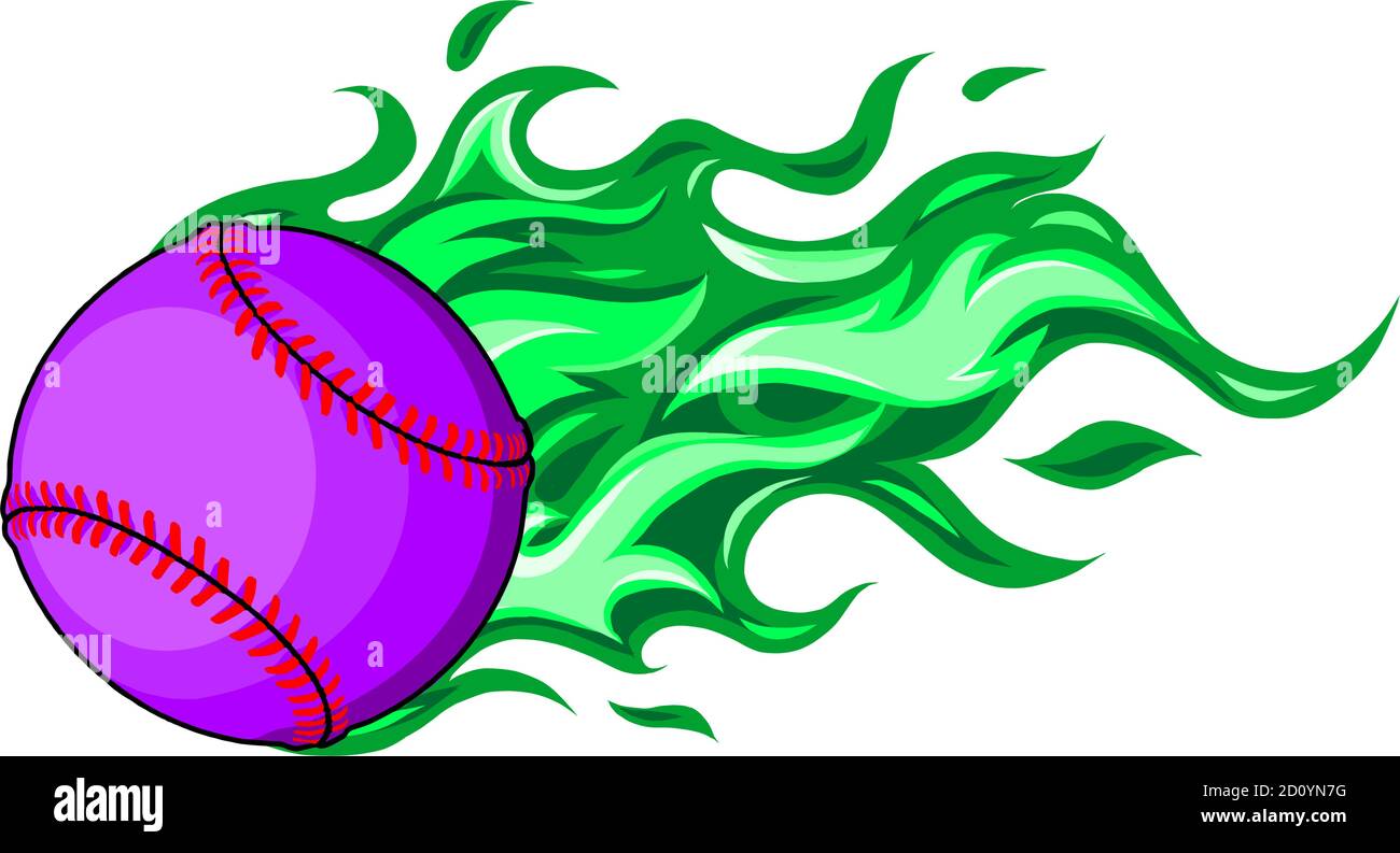 Baseball mit Flammen in weißem Hintergrund Vektor-Illustration Stock Vektor