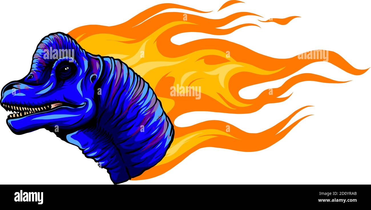 Vektor-Illustration brachiosaurus mit Flamme. Design-Kunst Stock Vektor