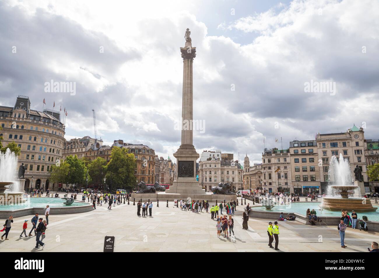 Nelson's Column & Trafalgar Square in London, England. Stockfoto