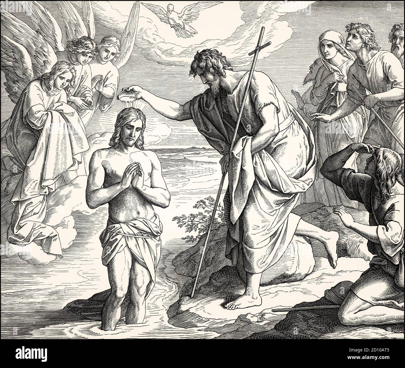 Die Taufe Jesu durch Johannes den Täufer, Neues Testament, von Julius Schnorr von Carolsfeld, 1860 Stockfoto