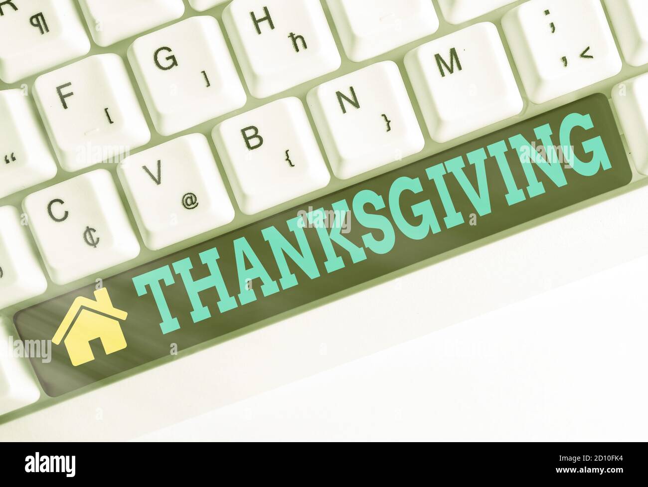 Textschild mit Thanksgiving. Business Foto präsentiert öffentliche Anerkennung oder Feier der göttlichen Güte verschiedene farbige Tastatur-Taste mit Stockfoto