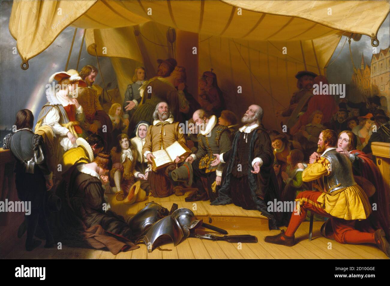 The Embarkation of the Pilgrims (1857) des amerikanischen Malers Robert Walter Weir Stockfoto