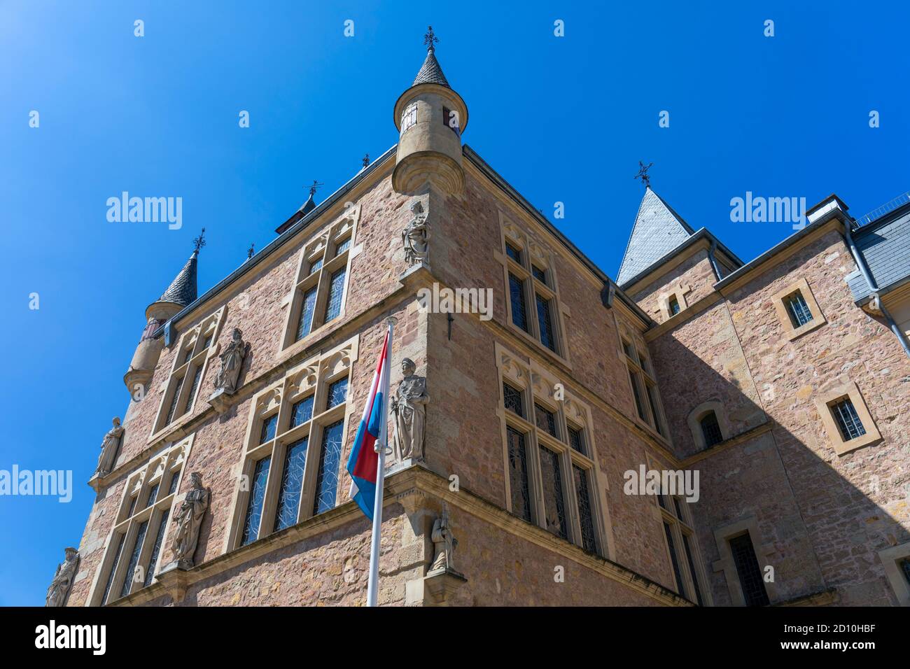 Europa, Luxemburg, Echternach, Place du Marche, Denzelt oder Dingstuhl (Historisches Gerichtsgebäude, Detail) Stockfoto