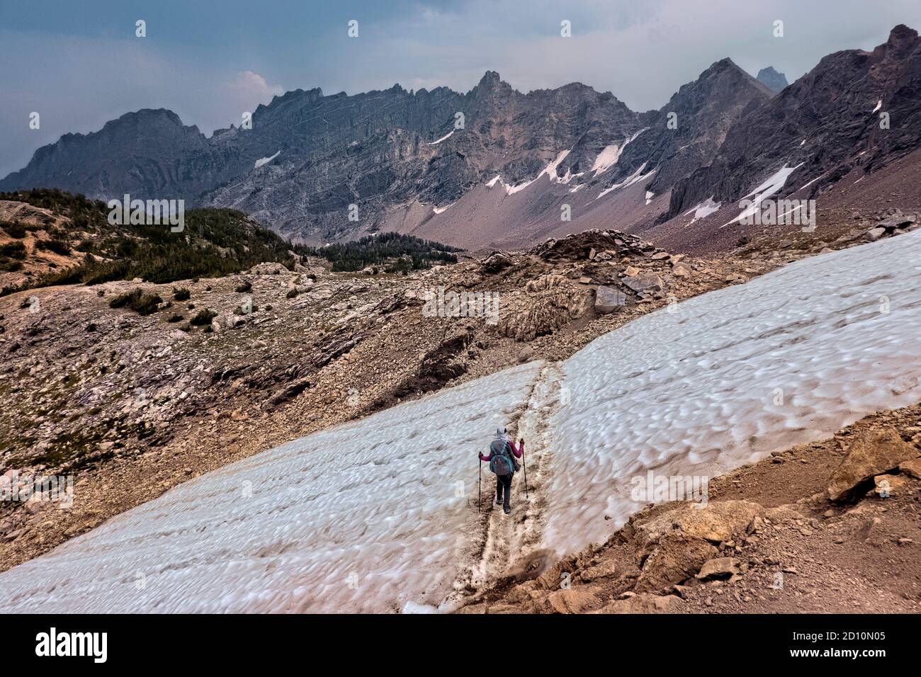 Wandern auf dem Teton Crest Trail, Grand Teton National Park, Wyoming, USA Stockfoto