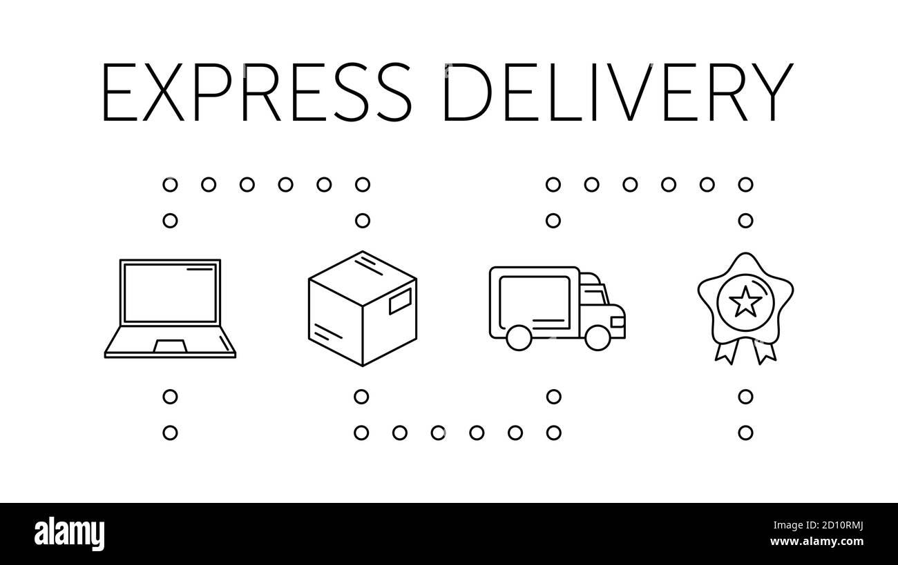 LKW-Lieferung, Transportunternehmen, Distributionsservice, Logistiklösung, Ladungssendung, Versand bestellen, Paket senden, Express-Umzug Stock Vektor