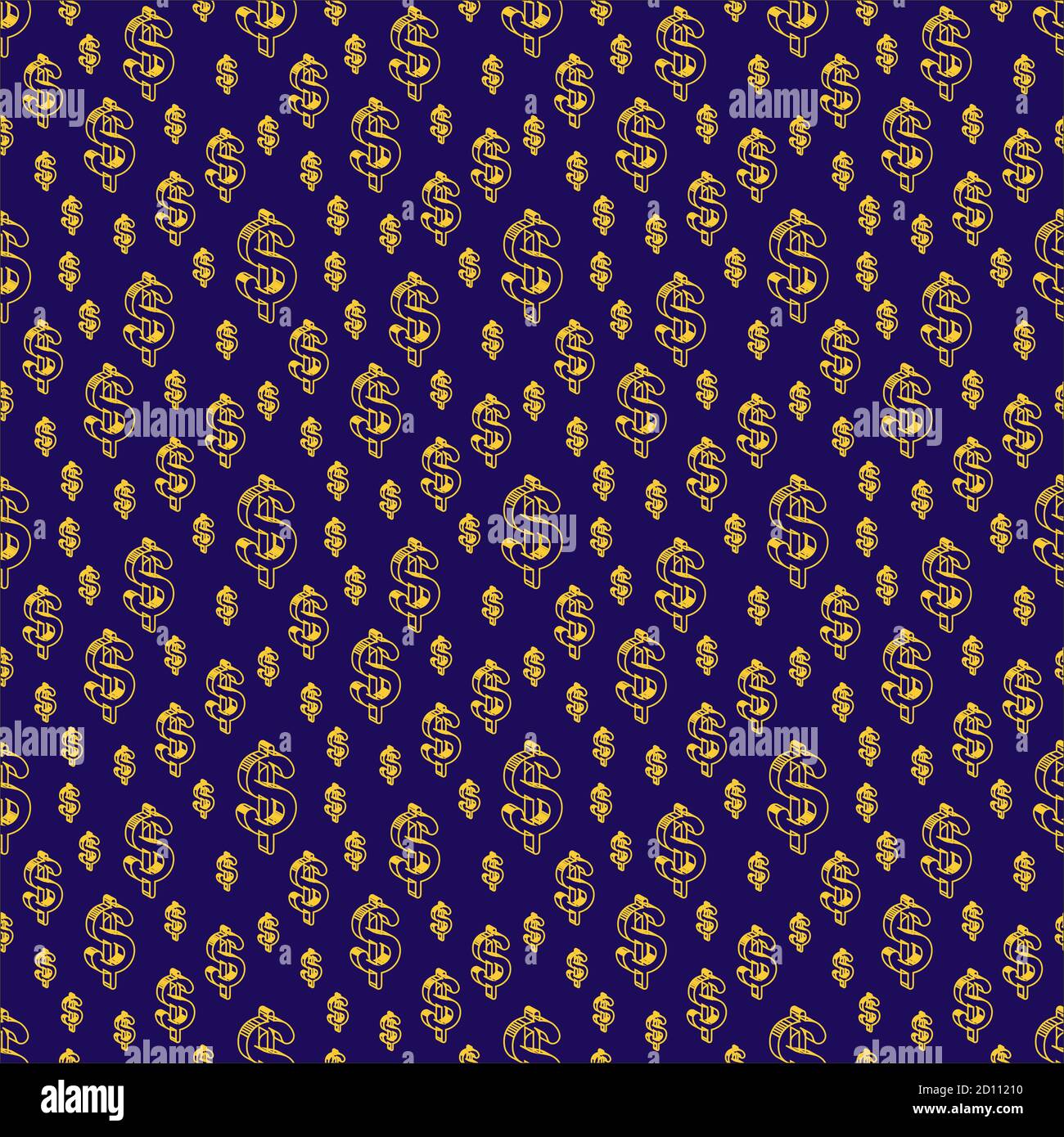 Ein 3d goldener Dollar Zeichen nahtlose Muster Hintergrundbild. Stockfoto