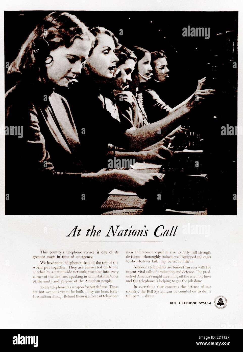 Bell Telephone Telefonzentrale Telefonbetreiber um 1945, aus einer Zeitschrift ad 1951. Stockfoto