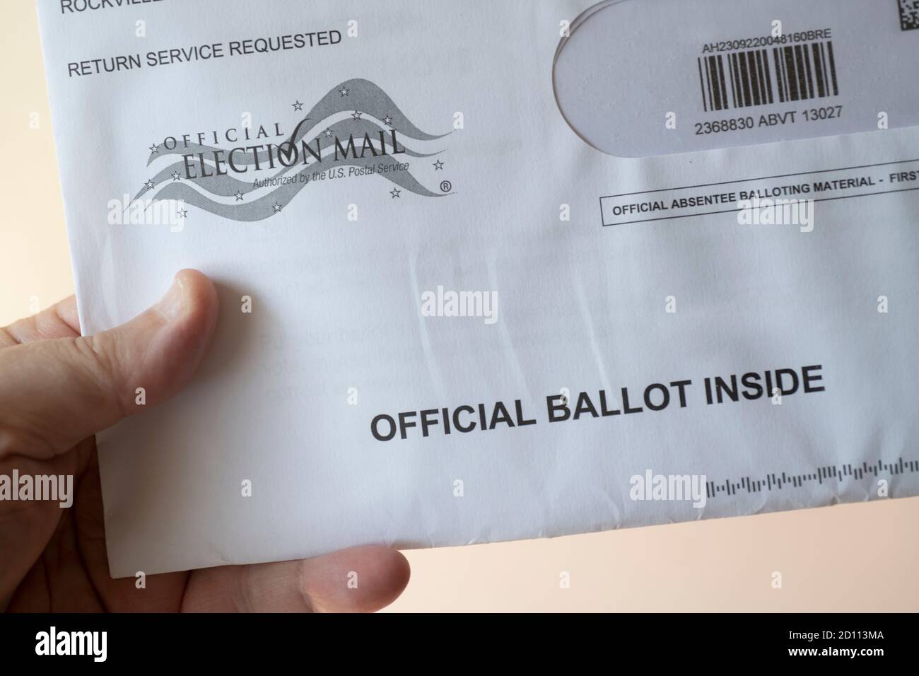 USA Offizieller Stimmzettel per Post abwesende Post in Abstimmung primär Präsidentschaftswahl Stockfoto