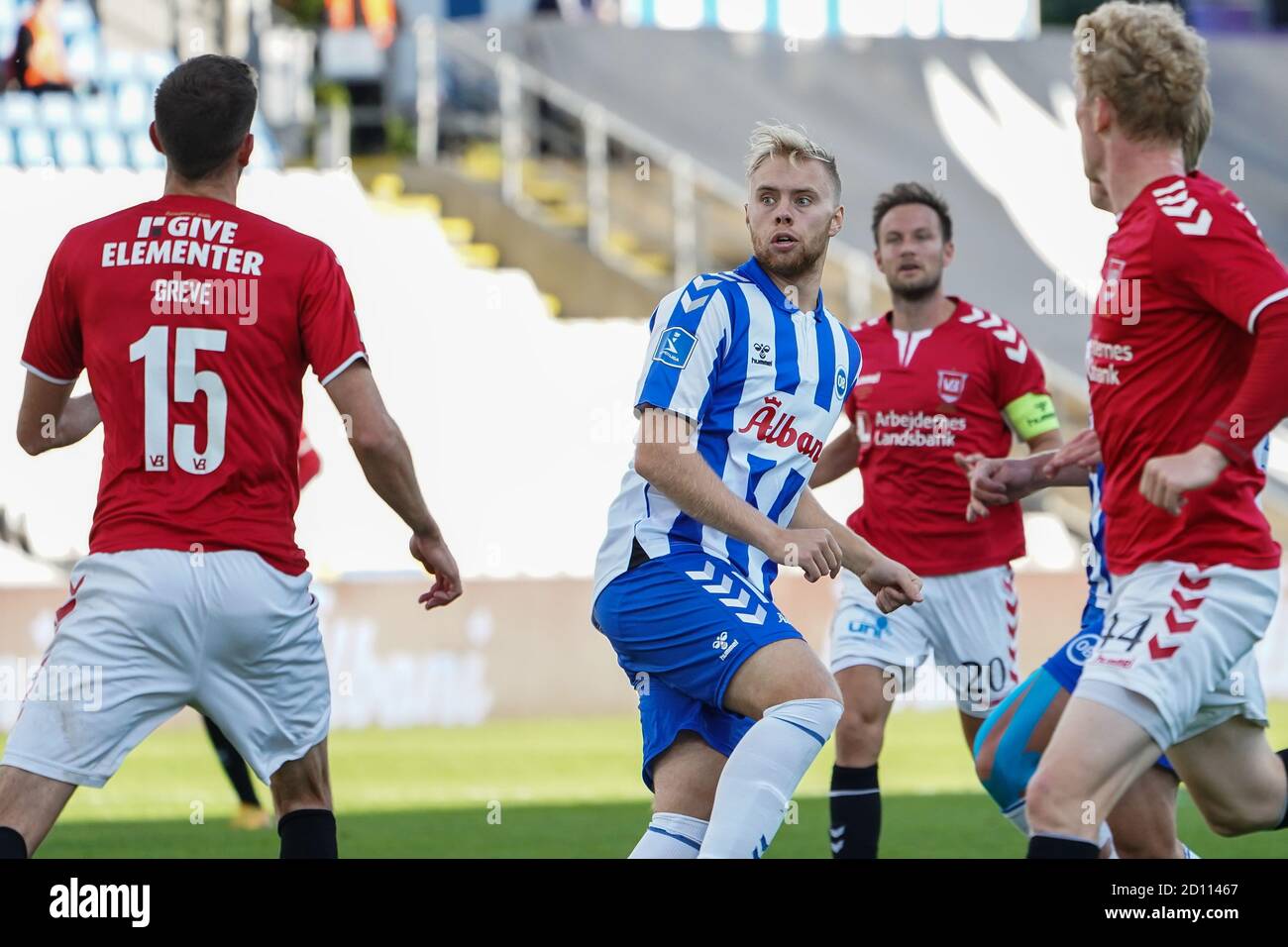 Odense, Dänemark. Oktober 2020. Sveinn Aron Gudjohnsen von ob beim 3F Superliga-Spiel zwischen Odense Boldklub und Vejle Boldklub im Naturpark Odense. (Foto Kredit: Gonzales Foto/Alamy Live News Stockfoto