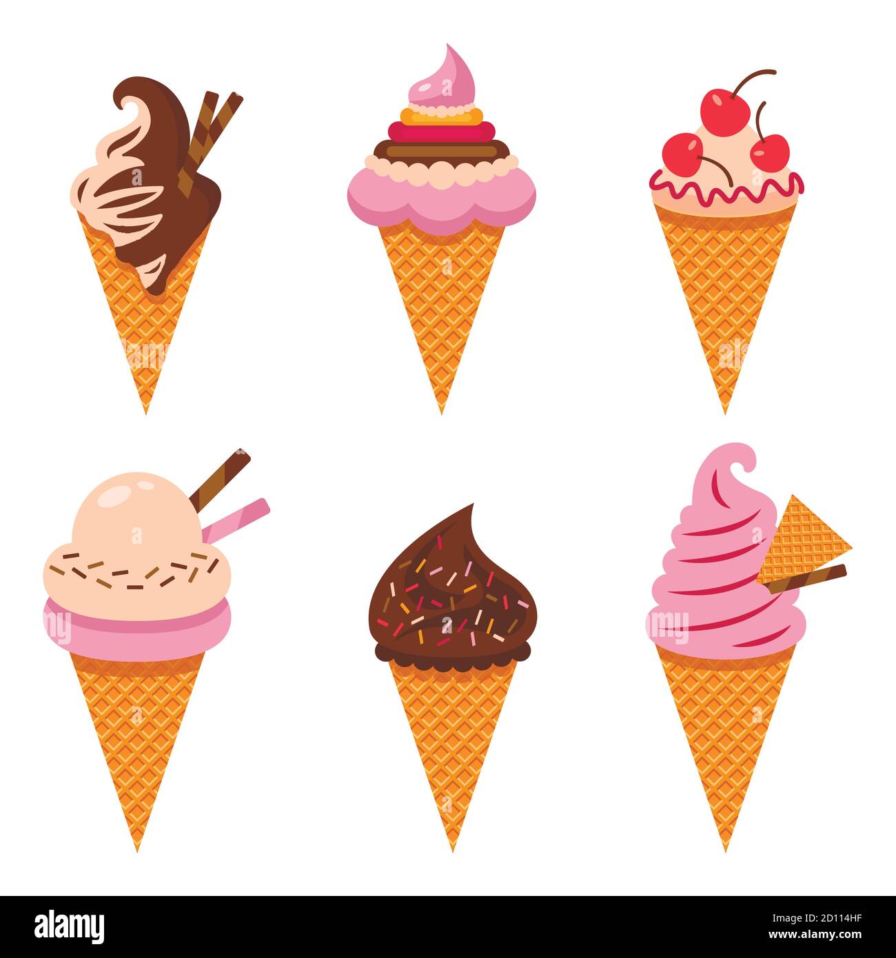 Sammlung von 6 Vektor-Illustrationen von Eis auf einem Weißer isolierter Hintergrund Stock Vektor