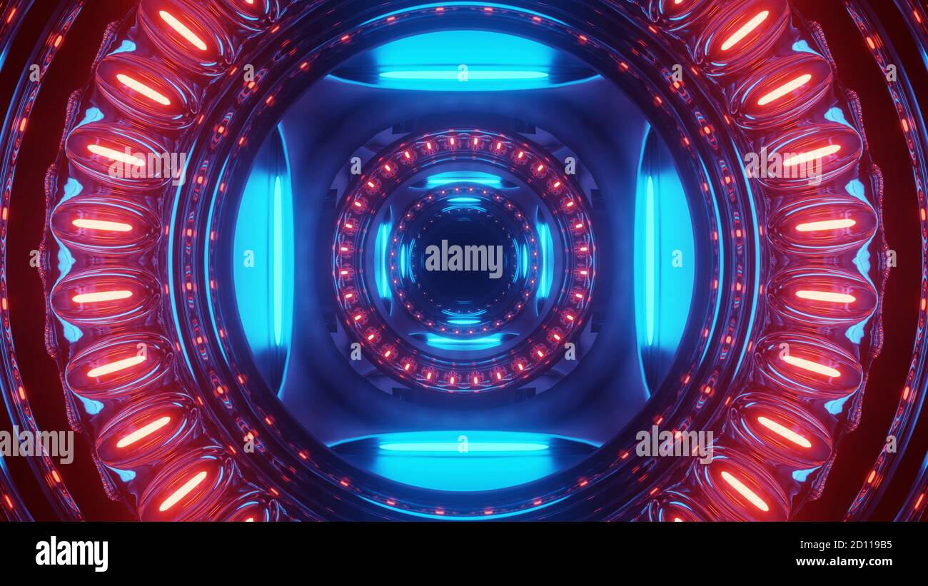 Beleuchteter Alien Invasion Cyber Pod 4k uhd 3d Illustration Hintergrund Stockfoto