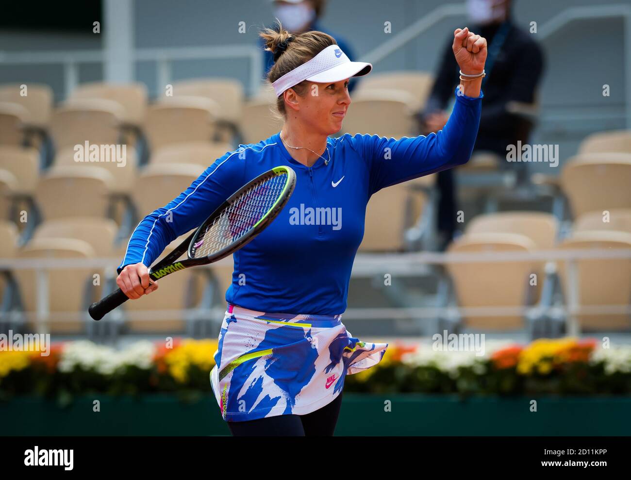 Elina Svitolina aus der Ukraine feiert nach dem Sieg gegen Caroline Garcia von Frankreich während der vierten Runde bei der Roland Garros 2020, Grand SLA Stockfoto