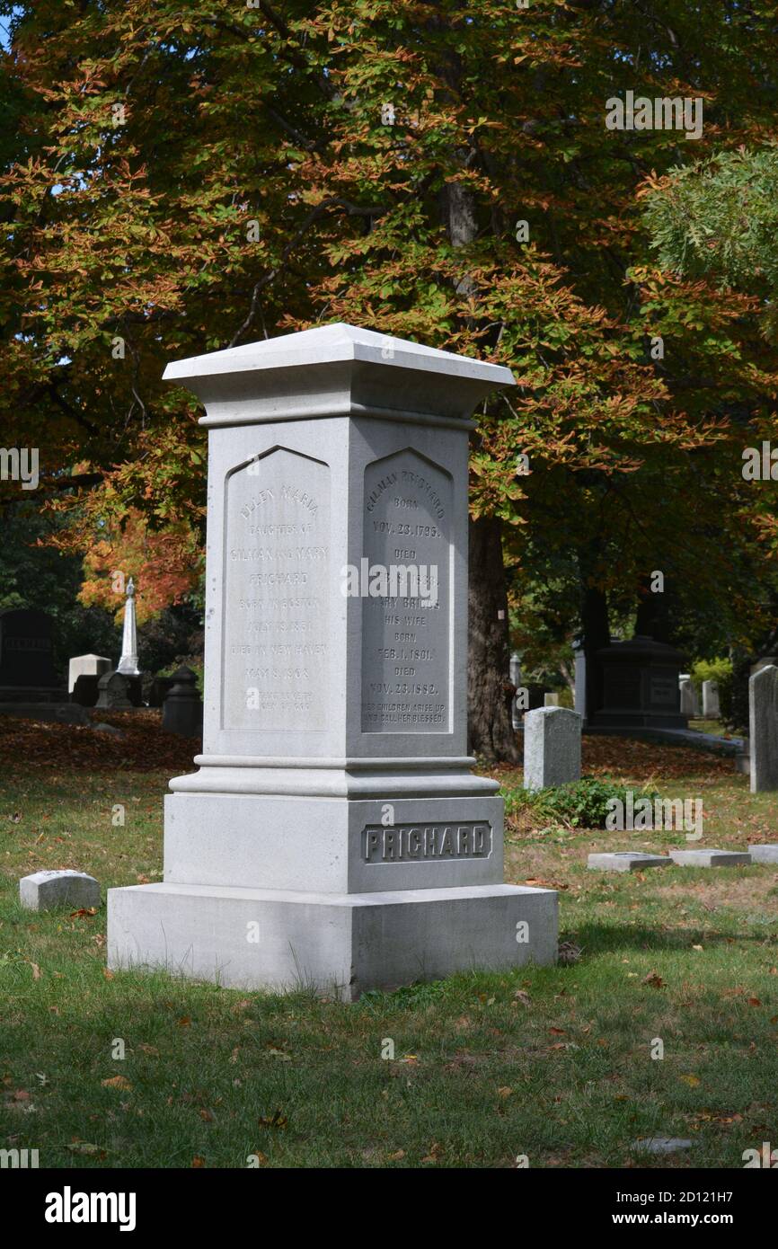 Auf dem berühmten Mount Auburn Cemetery, auf dem viele historische Persönlichkeiten zu Hause sind Stockfoto