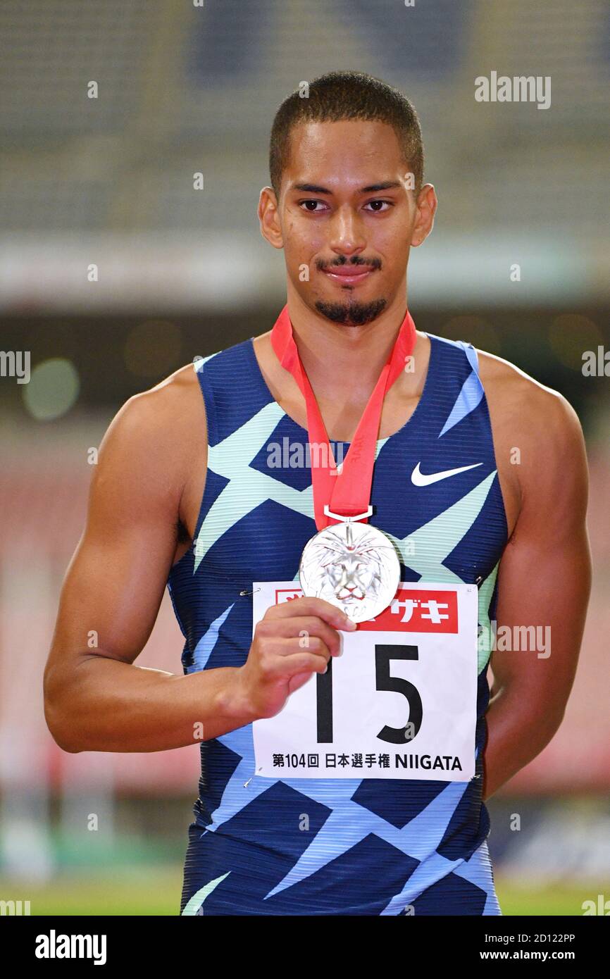 Niigata, Japan. Japan. Kredit: MATSUO. Oktober 2020. Aska Cambridge Athletics : die 104. Japan Track & Field National Championships Men's 100m Award Ceremony im Denka Big Swan Stadium in Niigata, Japan. Japan. Kredit: MATSUO .K/AFLO SPORT/Alamy Live Nachrichten Stockfoto