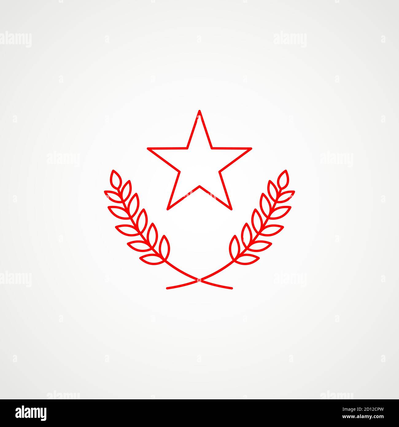 Lineare Ikone des Kommunismus. Stern mit Kranz. Rotes sowjetisches Emblem. Minimalistisches Wappen der UdSSR. Vektor Stock Vektor