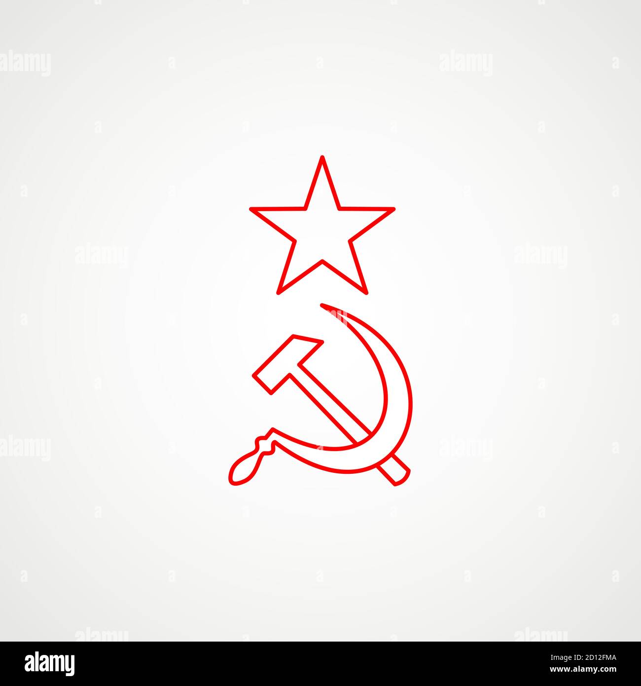Lineare Ikone des Kommunismus. Hammer, Sichel mit Stern. Rotes sowjetisches Emblem. Minimalistisches Wappen der UdSSR. Vektor Stock Vektor