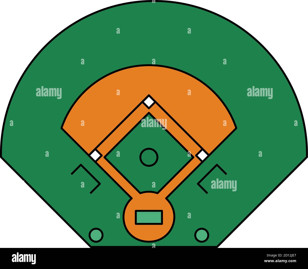 Symbol Für Die Luftansicht Des Baseballfelds. Bearbeitbare Kontur Mit Farbfülldesign. Vektorgrafik. Stock Vektor