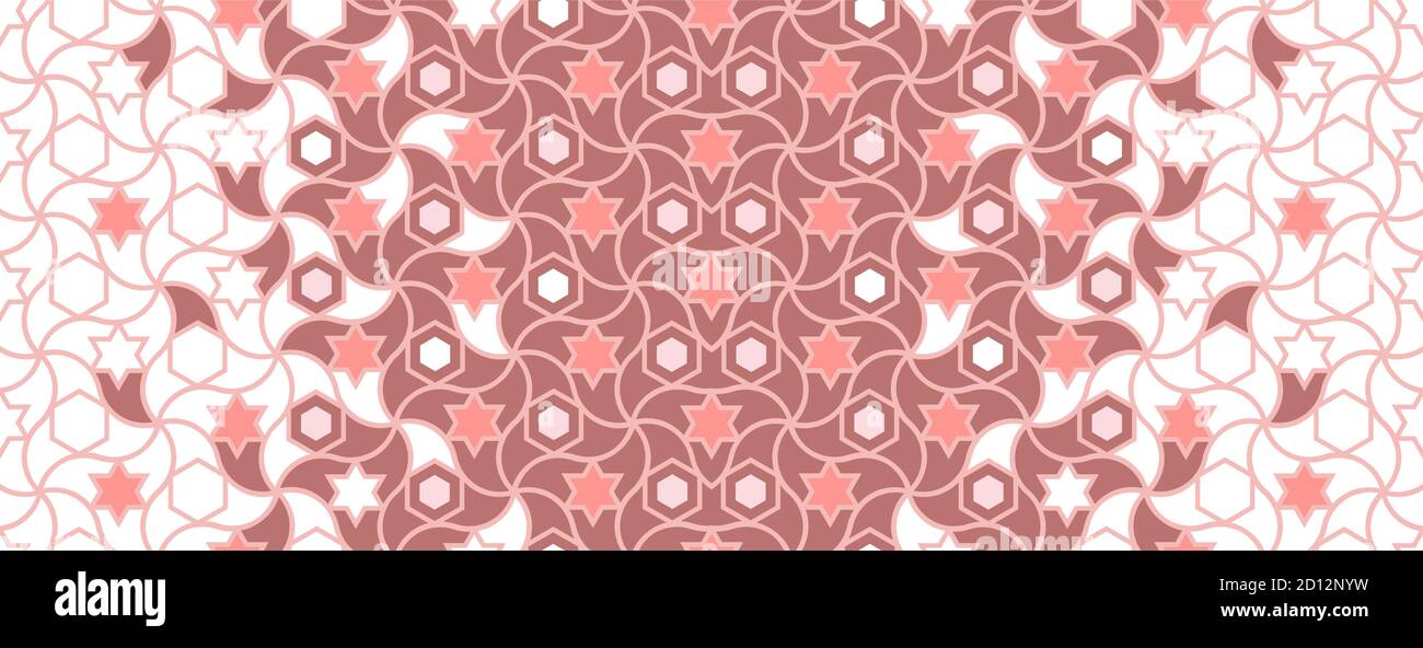 Arabesque Koralle Farbe, orange Farbe Vektor nahtlose Muster. Islamische geometrische und Spitzenstruktur. Stock Vektor