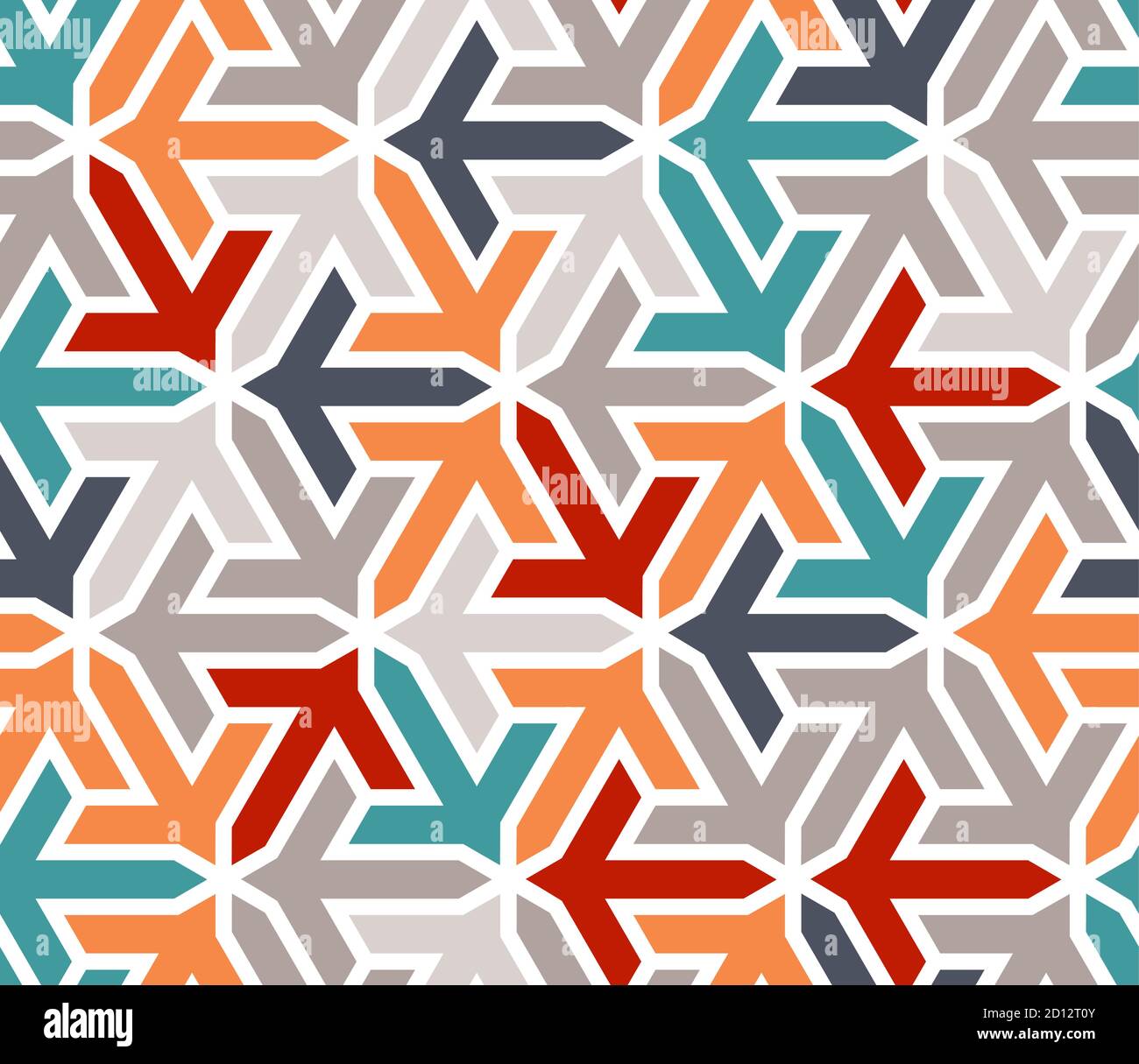 Türkisches geometrisches islamisches Muster mit Pfeilen. Farbe geometrische arabische Vektor-Textur für Tuch, Textil, Verpackung, Tapete Stock Vektor