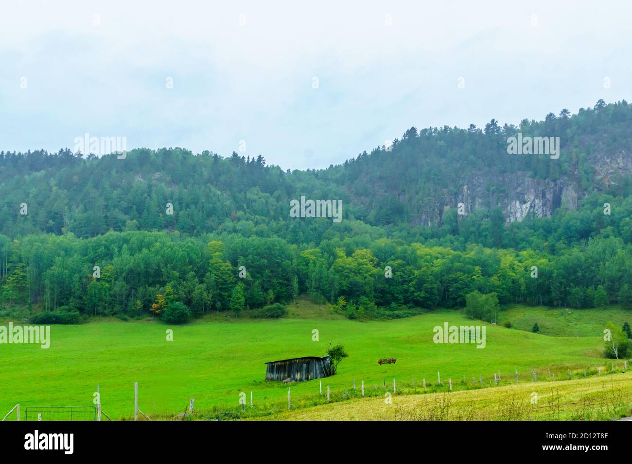 Landschaft entlang des Saguenay Fjords in Sainte-Rose-du-Nord, Quebec, Kanada Stockfoto