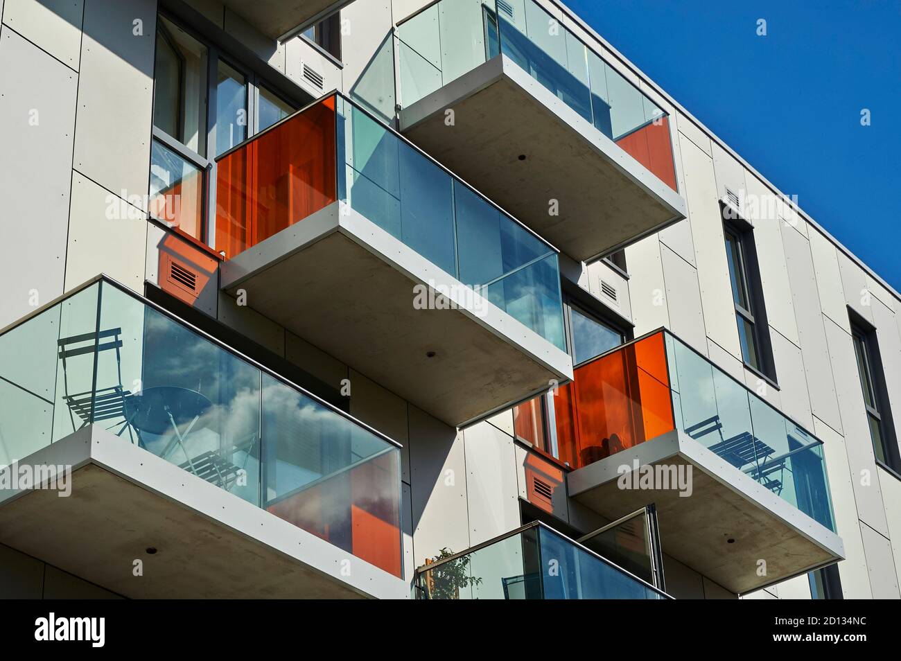 Balconies on Apartment Developments, New Homes in South East England, Großbritannien Stockfoto