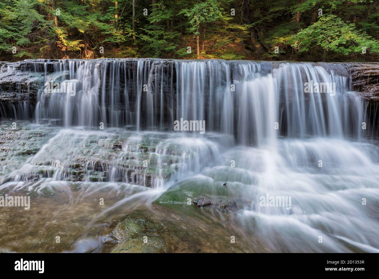 Wunderschöne Wasserfälle im tiefen Wald Stockfoto