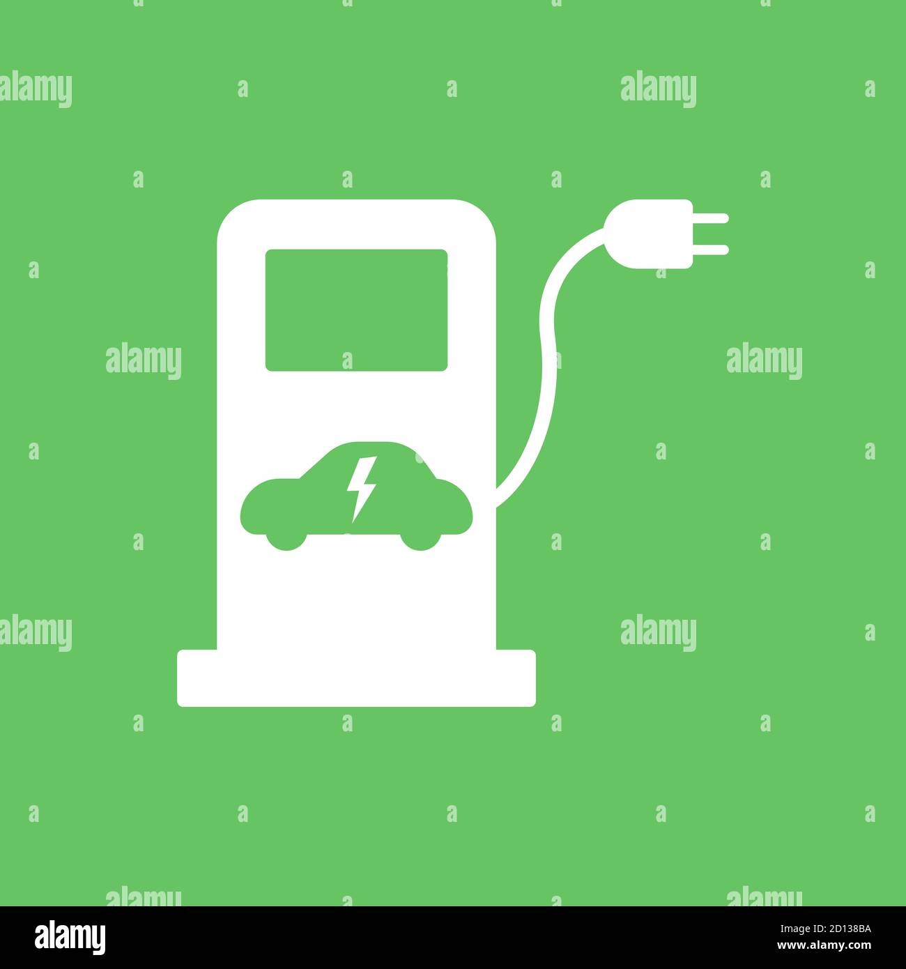 Symbol für die Station der elektrischen Kraftstoffpumpe. Grüner Ladepunkt für Hybridfahrzeuge Autos Zeichen Symbol isoliert Stock Vektor