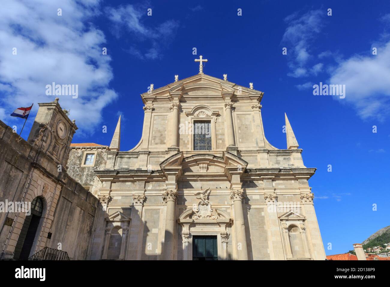 Dubrovnik Kathedrale außen, Touristen Sehenswürdigkeiten in Dubrovnik Kroatien Stockfoto