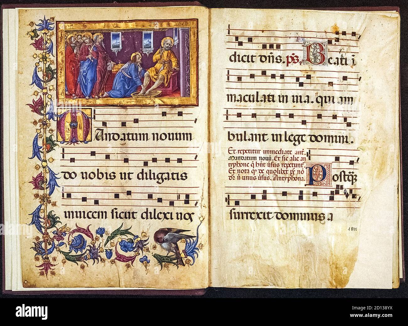 Italien Toskana Chiusi - Dommuseum - illuminierte Handschriften - Seiten des 'Y' Codex, der das Waschen der darstellt Füße - liberal von Jacopo della Biara (1467- 1469) Stockfoto