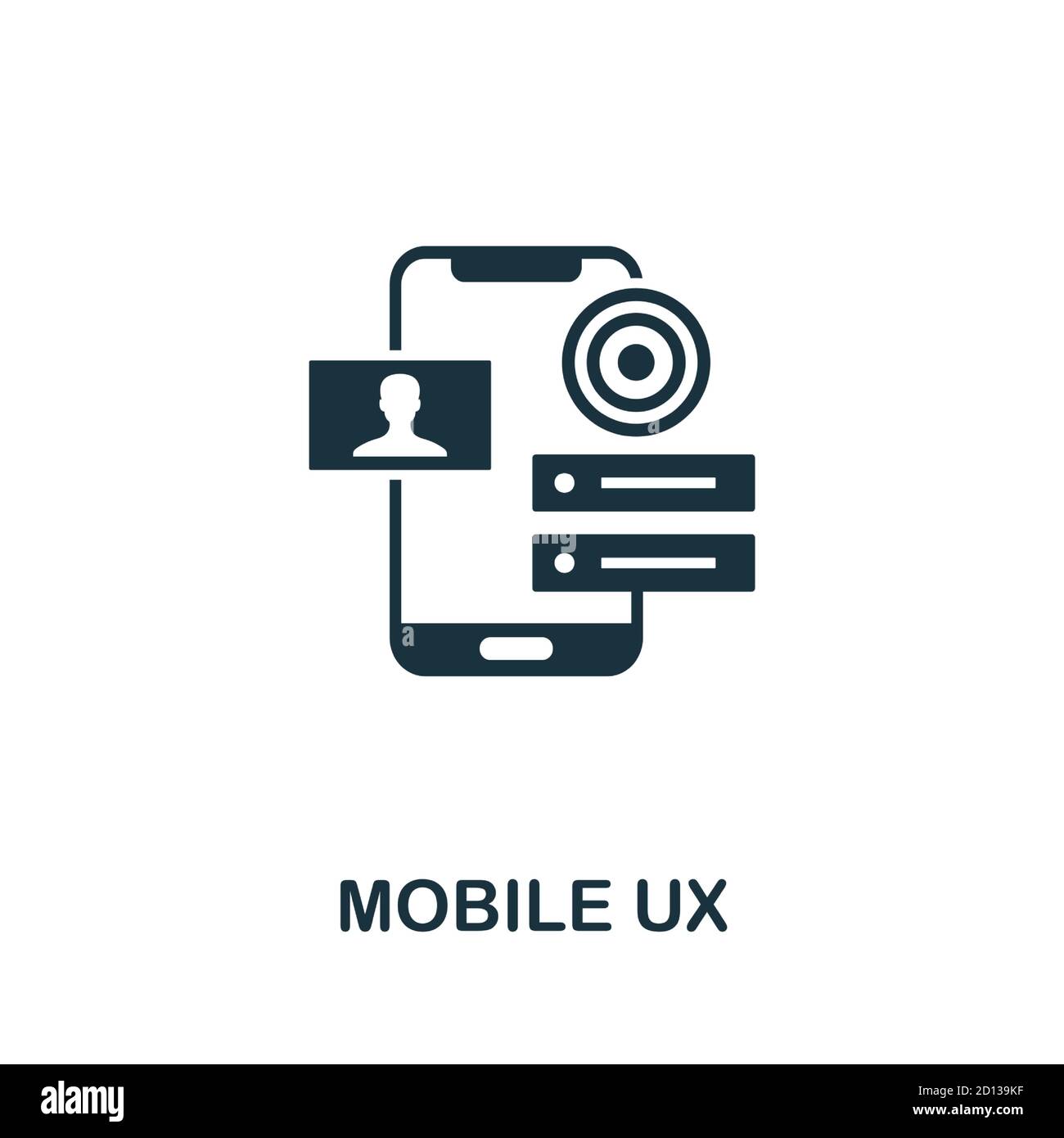Mobile UX-Symbol. Einfaches Element aus der App-Entwicklung Sammlung. Gefülltes Mobile UX-Symbol für Vorlagen, Infografiken und mehr Stock Vektor