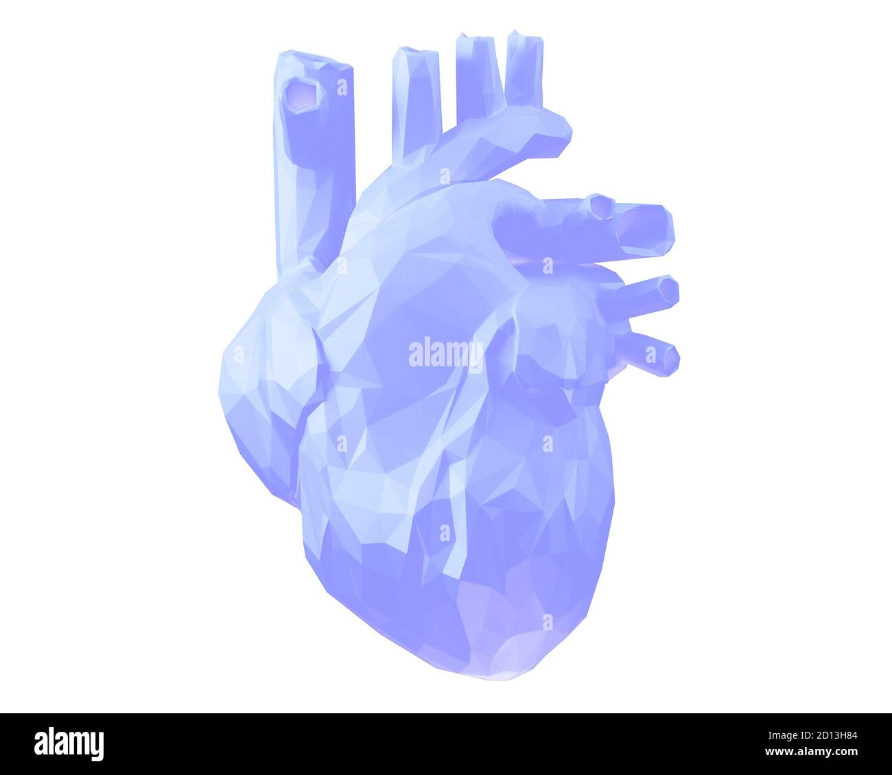 Low Poly anatomische Papier blau Herz, 3d-Illustration Stockfoto