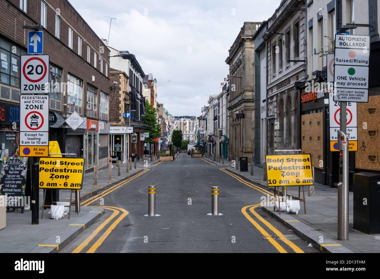 Bold Street Fußgängerzone in Liverpool Juli 2020 Stockfoto
