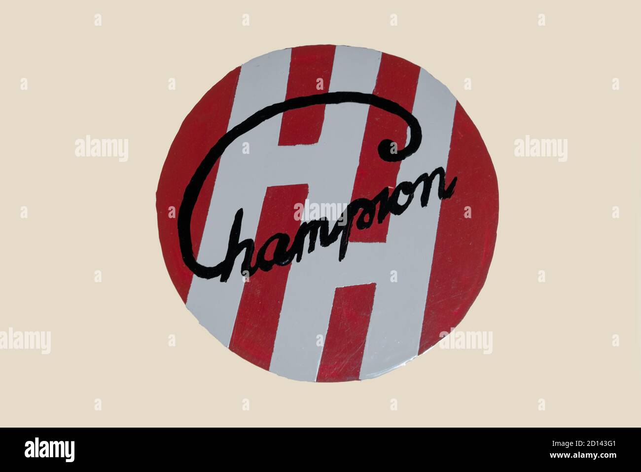 Logo des Kleinwagen-Champions CH-2 von Hermann-Holbein-Fahrzeugbau, Deutschland, 1949, PS.SPEICHER Museum, Einbeck, Niedersachsen, Deutschland, Europa Stockfoto