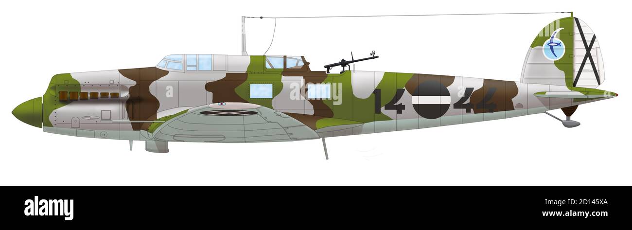 Heinkel He 70F-2 (14○44) der Grupo 7-G-14 (Gruppe 7-G-14) der spanischen Luftfahrt, 1938 Stockfoto