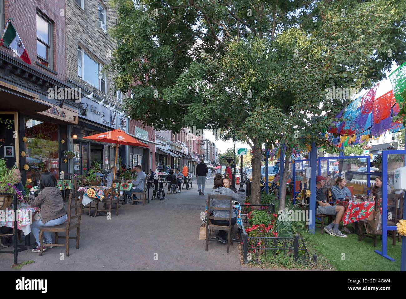 Charrito's Restaurant Speisen im Freien in Hoboken, New Jersey, USA, USA Stockfoto