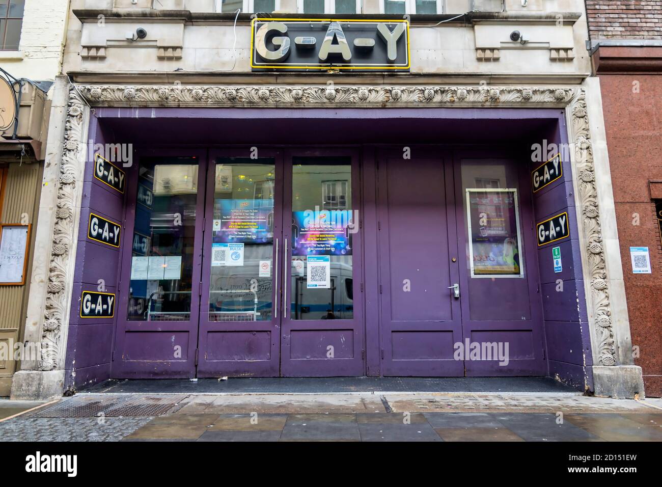 London, Großbritannien. Oktober 2020. Ein G-A-Y-Schild vor dem Club mit geschlossenen Türen in London. Kredit: SOPA Images Limited/Alamy Live Nachrichten Stockfoto