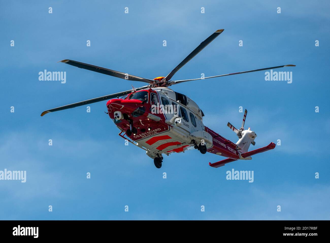 Agusta-Westland AW-189 Küstenwache Rettungshubschrauber im Norden von Devon. Stockfoto